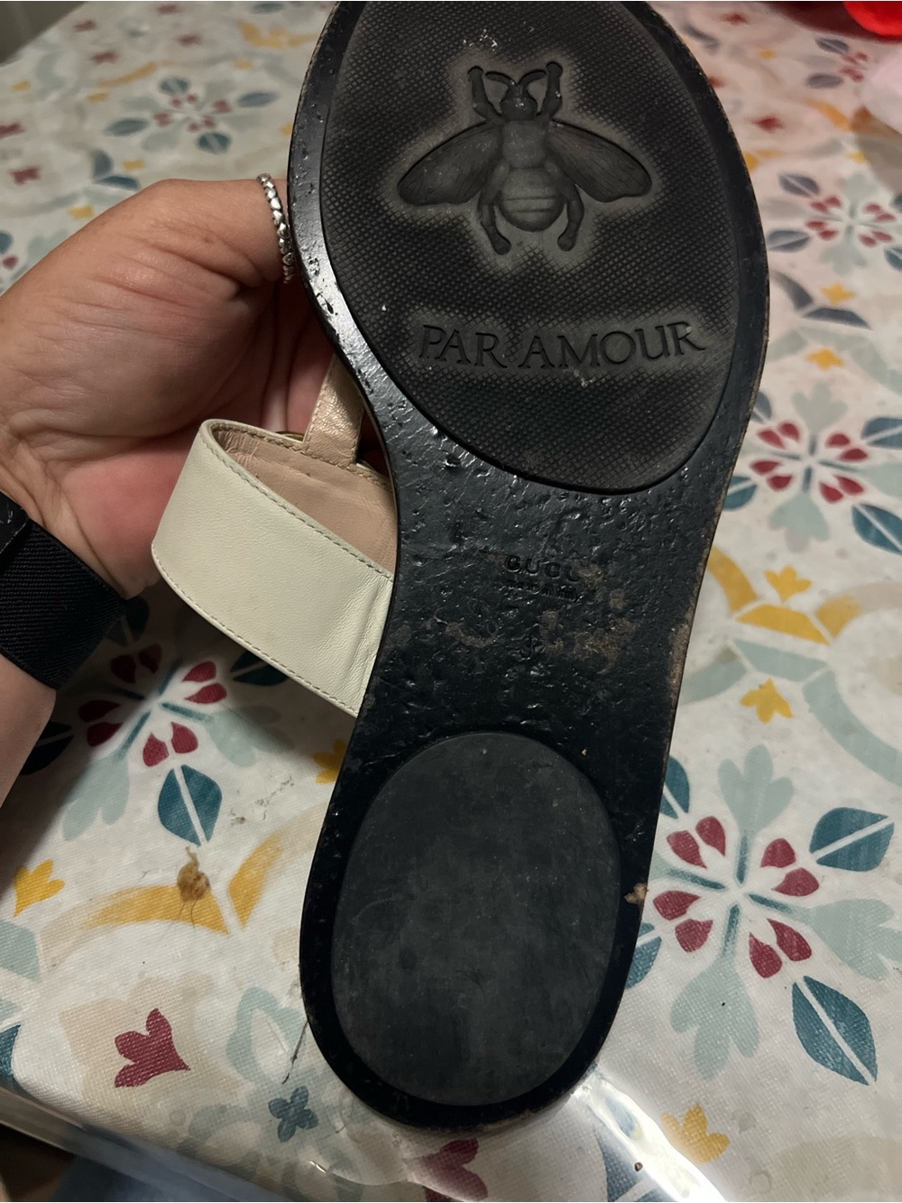 Women’s Gucci Marmont Double G Cream Thong Sandals size 37 size 6 - Picture 8 of 14
